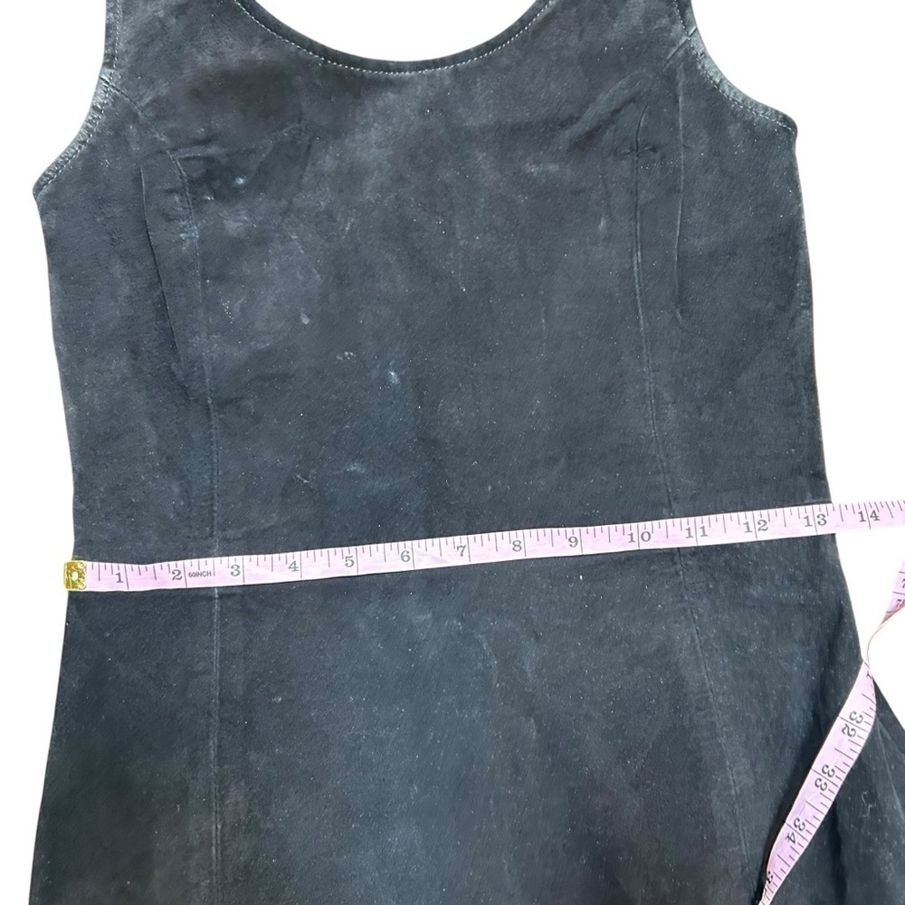 Morgan Taylor vintage black suede sleeveless sheath dress XS scoop back biker - Picture 5 of 10